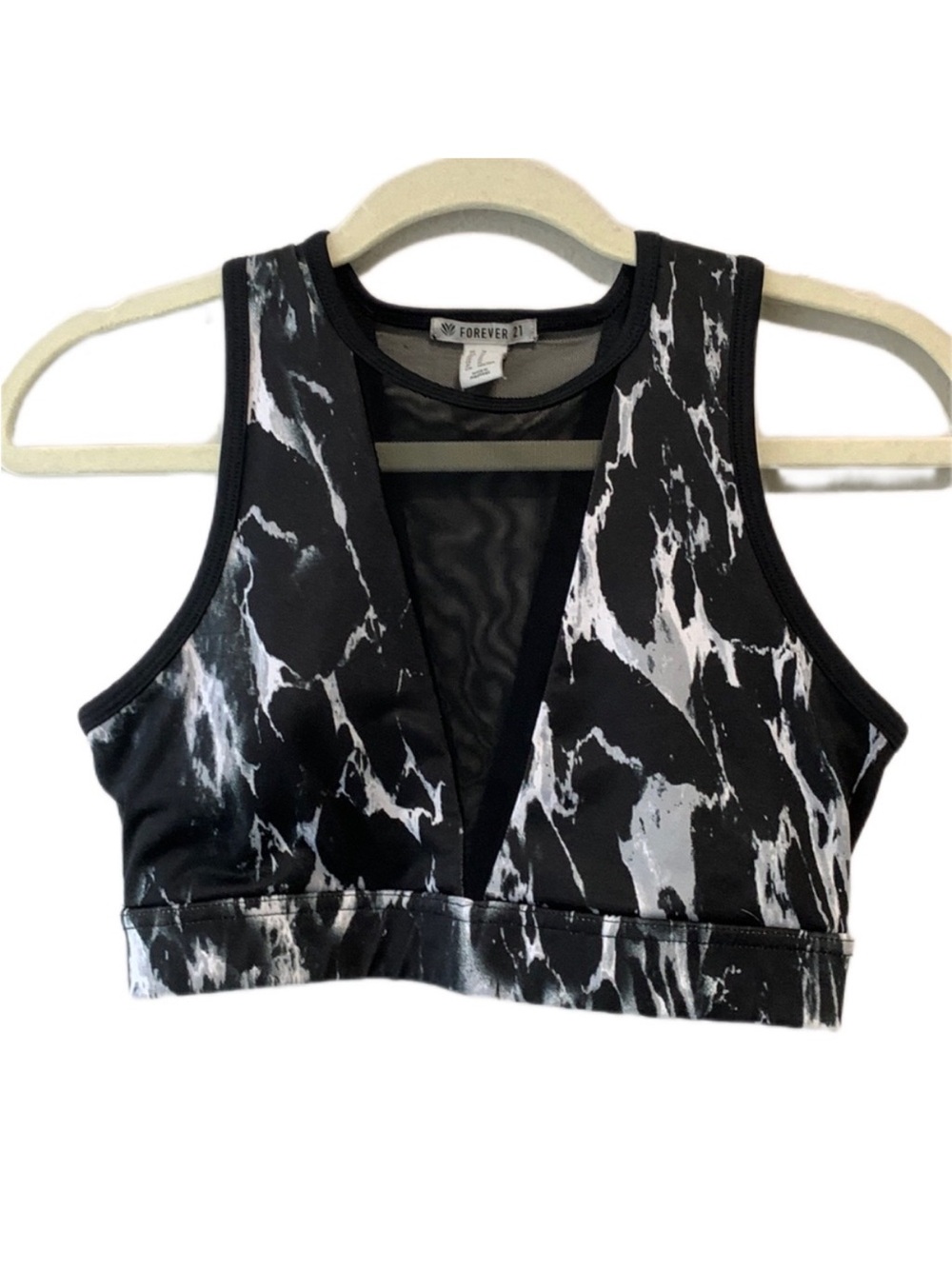Forever 21 Marble Mesh High Neck Sports Bra